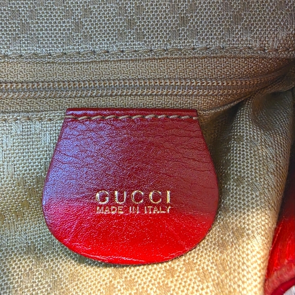 Gucci Bag Vintage Bamboo Handle Red Patent Leather Mini Rucksack Backpack Purse - Picture 5 of 16